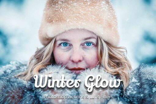 Elevate your winter photos with 35 Winter Glow Photoshop Actions & Video LUTs. Enhance images with cold, vibrant, iced, moody themes, perfect for families, bloggers, influencers, winter portraits, holidays, and New Year celebrations.