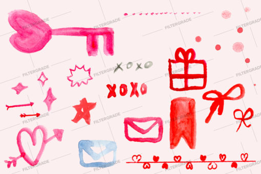 BONUS ITEMS - Valentines Day Watercolor Bundle - FilterGrade