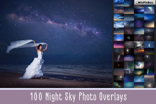 100 Night Sky Photo Overlays Bundle