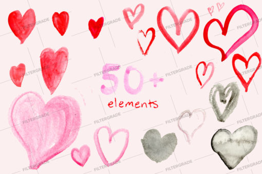 Hearts - Valentines Day Watercolor Bundle - FilterGrade