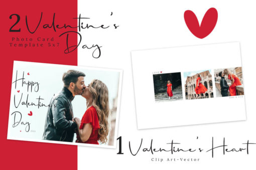 Red & White Valentine's Day Photo Card Template