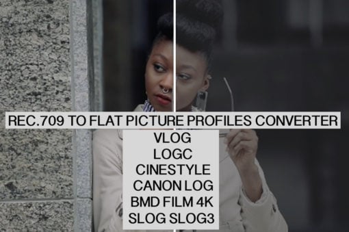 REC.709 to FLAT Picture Profiles Vlog, Logc, Cinestyle, Canon Log, Bmd Film 4k, Slog, Slog3 Converter