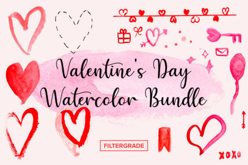Valentines Day Watercolor Bundle - FilterGrade